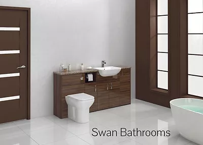 Tobacco Walnut Gloss Bathroom Fitted Furniture 1700mm • £995