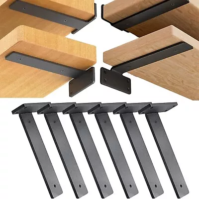 10 Inch Heavy Duty Shelf Brackets 6 Pack Black Floating Hidden Shelf Bracket... • $54.99