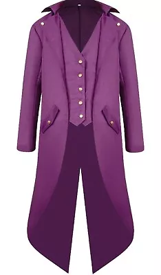 Men's Vintage Tailcoat Jacket Gothic Victorian Coat Uniform 2XL Purple • $28