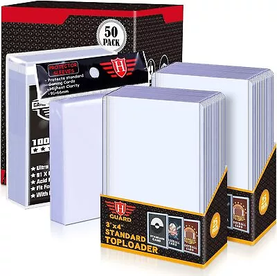 Trading Card Sleeves Hard Plastic Clear Case Holder 200 Baseball Cards Topload!! • $15.56