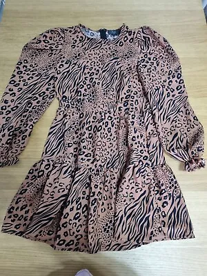 Ax Paris Size 10 Black & Brown Animal Print Dress • £6.50