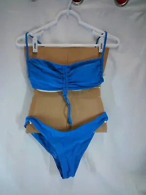 Zaful Size Medium Forever Young Blue Tie-On String Bikini Swimsuit • £12.34