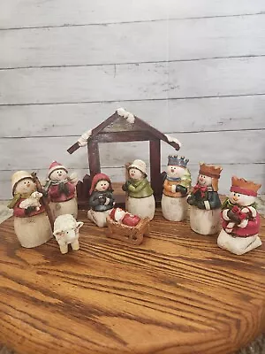 Vintage 10 Piece Snowman Nativity Set  • $28