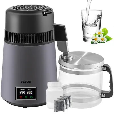 VEVOR 4L Water Distiller Distilled Water Filter W/ Dual Temp Display Grey 750W • $136.99