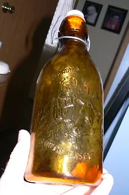 1960-70 Vintage GRANDMA WHEATON Wheaton's Whole MILK Yellow Amber Glass BOTTLE • $15