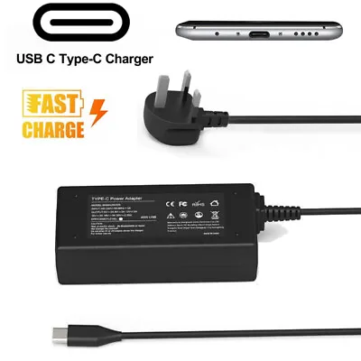 65W USB-C Type-C Cable For HP/Lenovo/Acer/Asus Adapter Chromebook Laptop Charger • £14.49