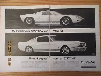 MustangAdv#21 Advertisement Mustang 1965 Mustang GT 2+2 Fastback & Ford GT 2 Pg • £14.45