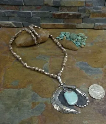 Rare!! Preston Monongye Hopi Sterling Hi Grade Turquoise Squash Blossom Necklace • $1400