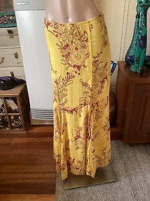 $89 • Buy ARNHEM Maxi Skirt Yellow Red & Grey Print 100% Rayon Size S