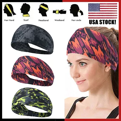 HEADBAND Stretch Sports Yoga Gym Hair Band Head Wrap Sweatband For Womens Mens • $5.98