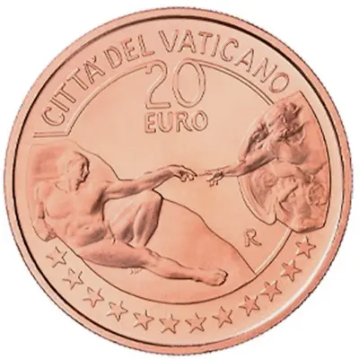 2023 Vatican € 20 Euro Copper BU Coin Michelangelo's Creation Of Adam • $39.95