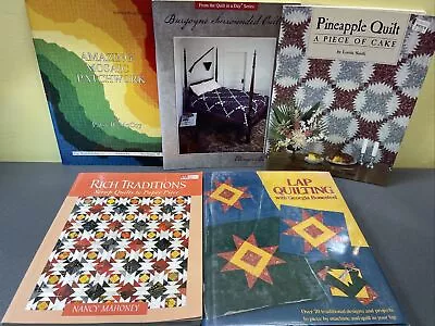 Lot Of 5 Quilting Books Pineapple Scrap Paper Piece Mosaic Patchwork Lap Burgoyn • $24.99