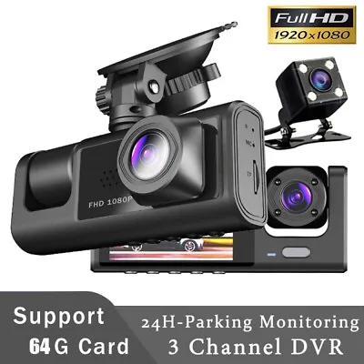 1080P 3 Lens Front And Inside Car DVR Dash Cam Video Recorder G-Sensor Camera • $22.69