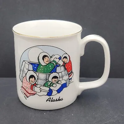 Vintage Coffee Mug Cup Alaska Souvenir Eskimos Igloo Graphic • $16
