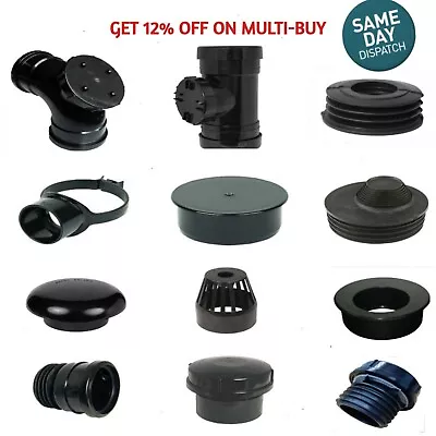 £3.90 • Buy Black Soil Pipe Fittings Push Fit 110mm Tee Coupling Branch Elbow Bend Upvc Weld