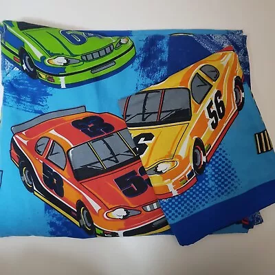 Dan River NASCAR TWIN  Flat Sheet And 1 Pillow Case Race Cars Bright Colors • $19.95