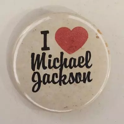 Vintage 1980s I Love Heart Michael Jackson Pinback Button • $7.99