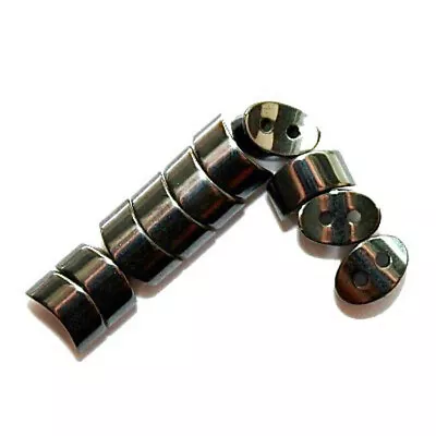 Magnetic Hematite Stone Spacer Beads 2 Hole Jewelry Beads Ovals 4x6mm 15 Ms14 • $11.99