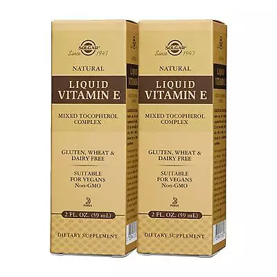 2 X Solgar Liquid Vitamin E With Dropper 2 Oz Fresh Made In USA Free Shipping • $23.68