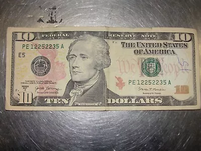 Fancy Serial Number Ten 10$ Ten Dollar Bill 4 Of A Kind • $20