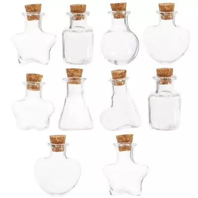 10 Pcs Glass Cork Bottle Mason Jars With Lids Small Bottles • £7.58