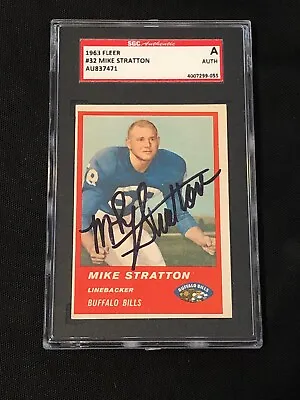 Mike Stratton 1963 Fleer Rookie Signed Autographed Card #32 Bills Sgc Authentic • $199.95