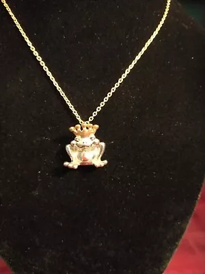 Vintage Goldtone 3D Frog Prince Necklace! Adorable! • $15