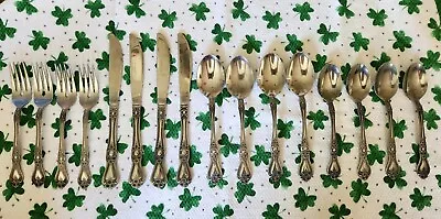 Vintage Rogers Stainless Korea 16 Piece Set Knives Forks Spoons Precious Rose • $21.95