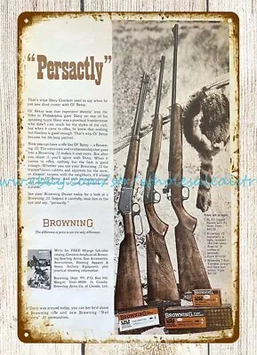 Dorm Wall Lodge Cafe 1972 Browning Hunting Firearm Gun Rifle Metal Tin Sign • $18.96
