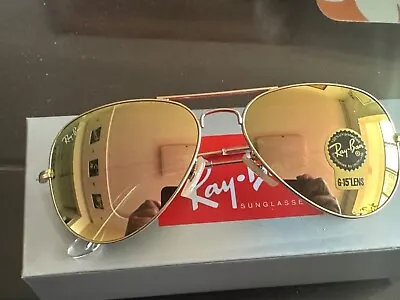 Ray-Ban Aviator Metal RB 112/93 Gold Pilot Yellow Mirrored Flash Sunglasses • $10.50