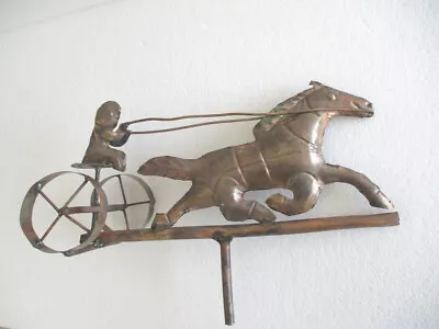 Vintage Old Copper Horse Cart And Jockey  Weather Vane • $269.70