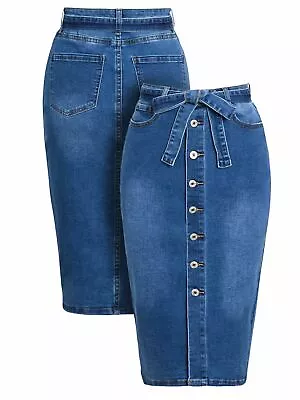 £16.95 • Buy Womens Stretch Denim Skirt Pencil Skirts Straight NEW Size 10 12 14 8 6 Blue