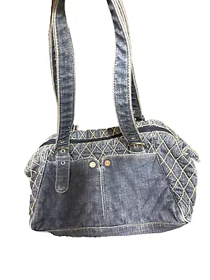 VERA BRADLEY Denim Quilted Stitch Shoulder DOUBLE HANDLE Taylor Bag EUC • $11.99