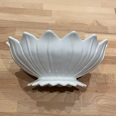 Vintage Westmoreland Milk Glass Oval Shaped Fruit Bowl Lotus Patten 11  • $35