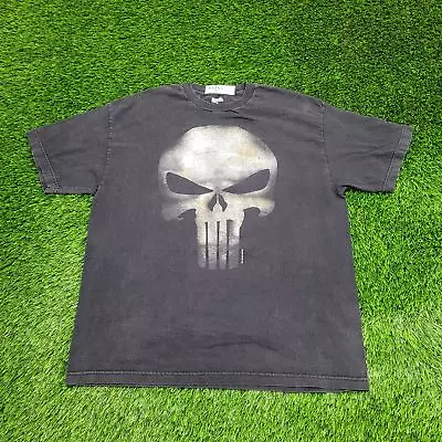 Vintage Marvel Mad-Engine The-Punisher Shirt XL-Short 23x28 Skull Big-Print 2004 • $58.77