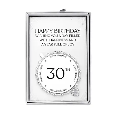 £13.99 • Buy 30th Birthday Heart Charm Stretch Bracelet With Quote Gift Box