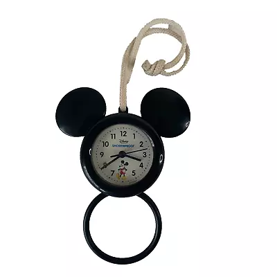 Vintage Disney Mickey Mouse Ears Water/Showerproof Clock W/ Rope- Black Works • $19.99