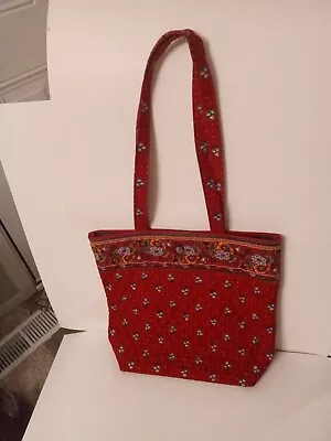 Vtg Vera Bradley Provincial Red Floral Quilted ShoulderBag/Tote14-13 PreondGd • $5.95