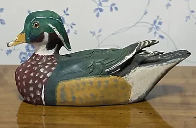 Vintage Wood Duck ~ Hand Carved Hand Painted Wooden Carving 6  Long • $19.99