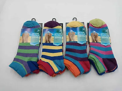 £9.99 • Buy 6&12 Pairs Mens Stripe Trainer Socks Gym Sports Athletic Ankle Socks UK 6-11