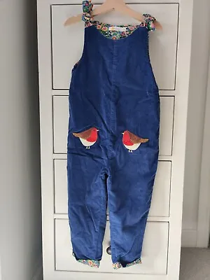 £9 • Buy Baby Boden Blue Velvet Dungarees Robin Floral Lined Age 3-4 Yrs