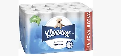$37.95 • Buy 45 X New Kleenex Toilet Paper Tissue Rolls 3-Ply 180 Sheets -Soft Toilet Roll