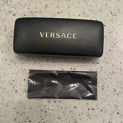 VERSACE Black Authentic Eyewear Eyeglasses Glasses Case With Cloth Clamshell • $10.99