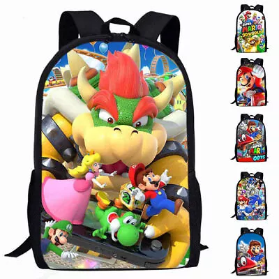 Super Mario Backpack Kids Boys Girls School Bag Casual Bookbag Travel Rucksack` • £18.19