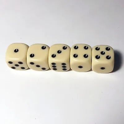 Ivory White Yahtzee Dice Set Of 5 Deluxe Edition Die Replacement Parts Blanco • $9
