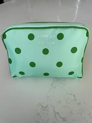 CLINIQUE X Kate Spade Green Makeup Cosmetic Bag Travel Toiletry Pouch Brand New • $17.99