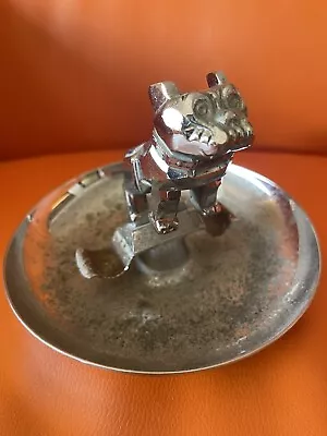 Vintage MACK Bull Dog Chrome Ash Tray Cigar Central Die Chicago USA • $50