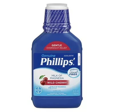 Phillips ' Milk Of Magnesia Liquid Laxative Wild Cherry Cramp Free & Gentle 26oz • $13.99