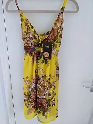 BNWT Max C @JOY Yellow Floral Chiffon Mini Dress - Size S - RRP £35 • £20