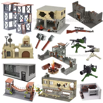 MOC WWII Military Base Fortress Battle Scene House Tower Weapon Building Blocks • $51.47